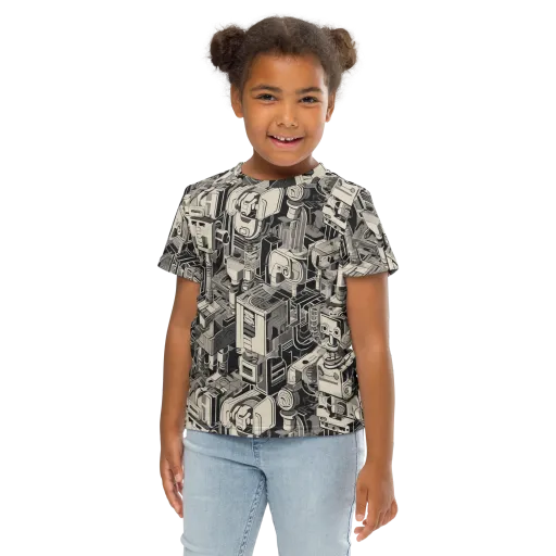 Chrome Automata on a Kids Crew Neck T-Shirt
