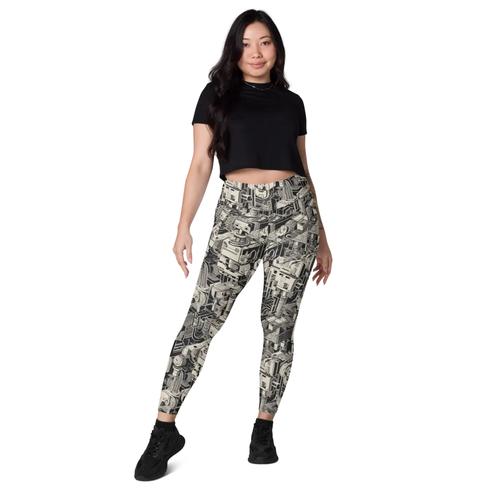 Chrome Automata on Leggings with Pockets — Front