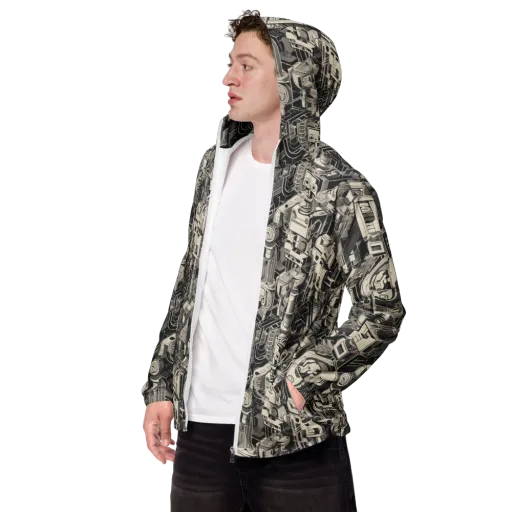 Chrome Automata on a Men's Windbreaker