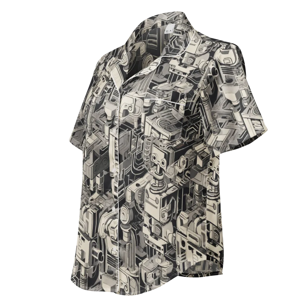 Chrome Automata on Women's Short Sleeve Pajama Top — Left Front