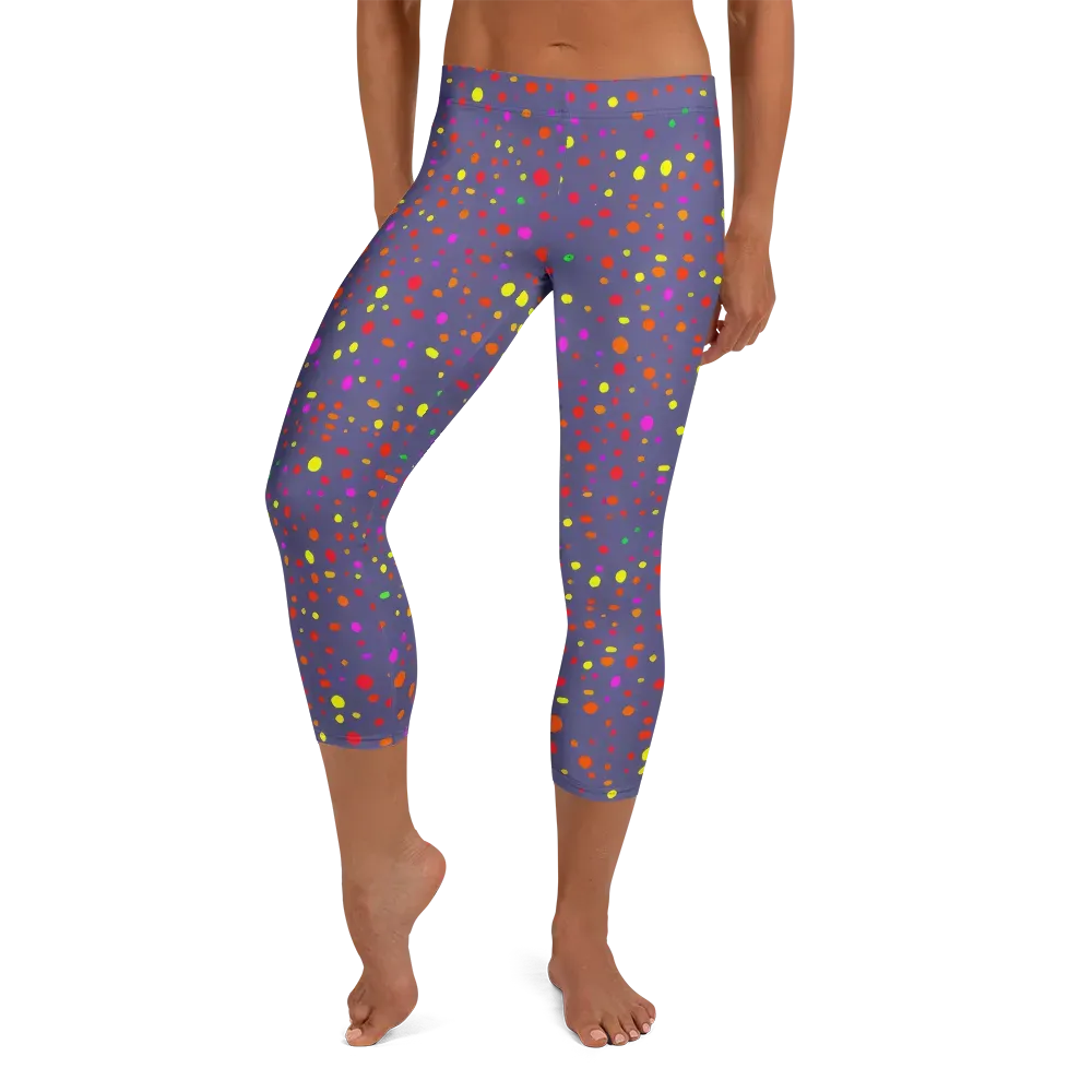 Chromatic Confetti on Capri Leggings — Front
