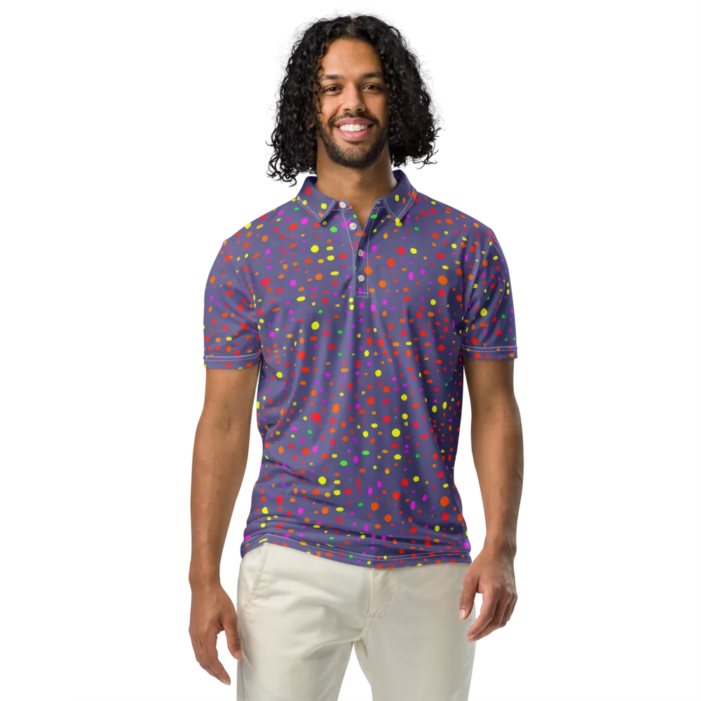 Chromatic Confetti on Men's Slim Fit Polo Shirt — Front