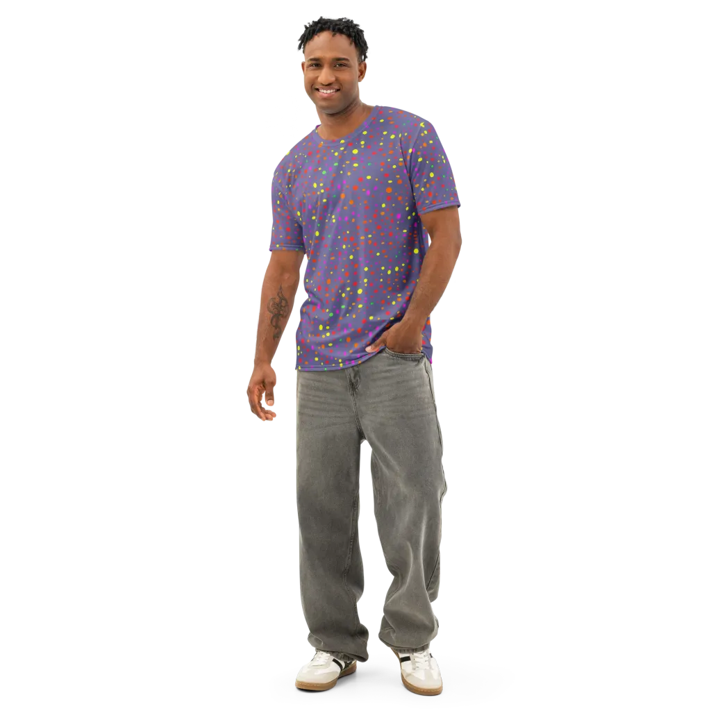 Chromatic Confetti on Men's Cotton Crew Neck T-Shirt — Front