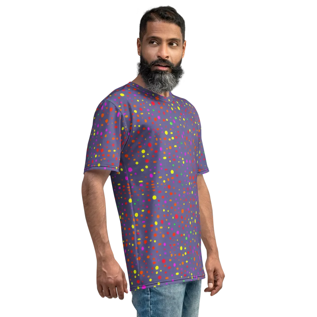 Chromatic Confetti on Men's Crew Neck T-Shirt — Right