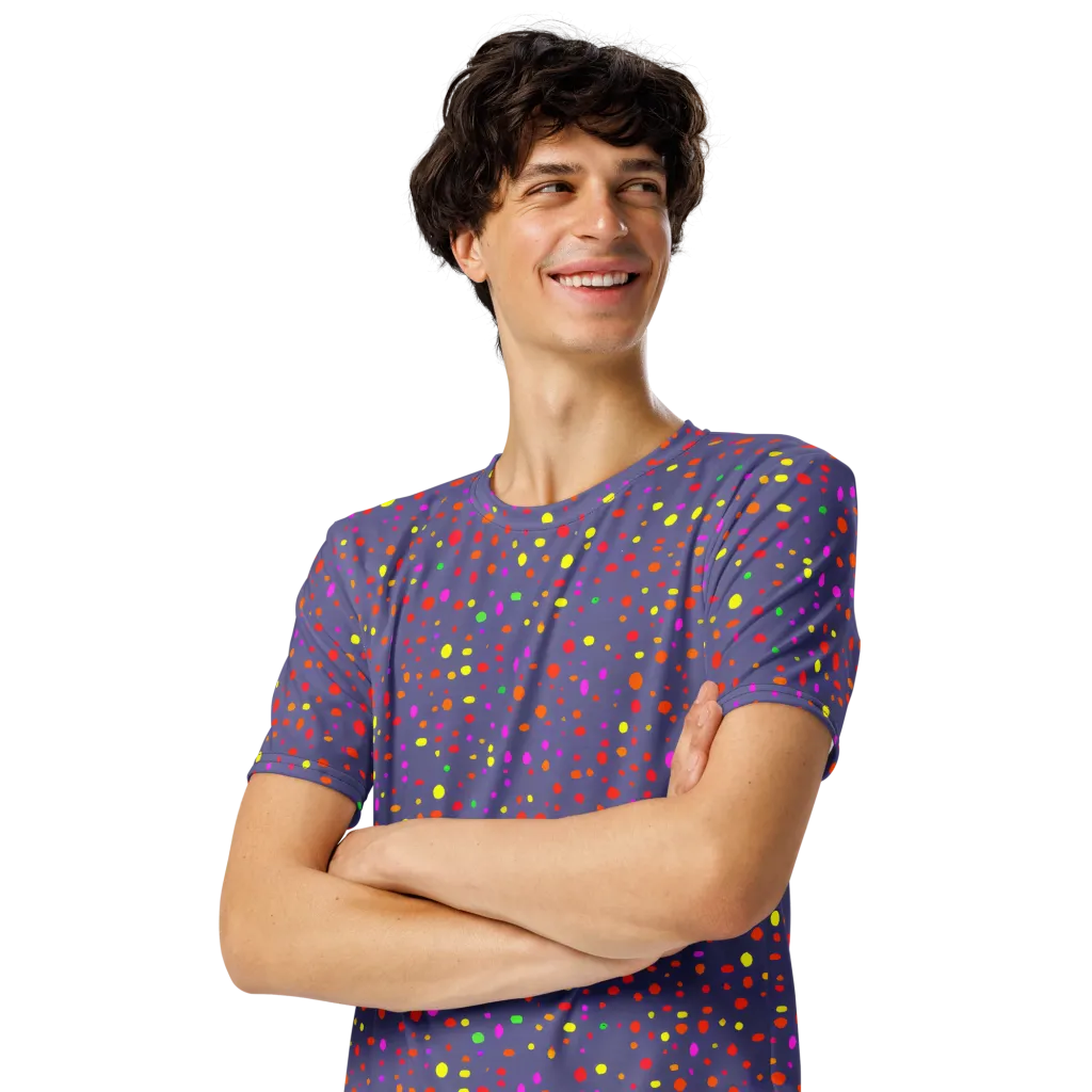 Chromatic Confetti on Men's Crew Neck T-Shirt — Left Front
