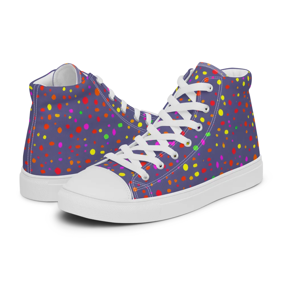 Chromatic Confetti on Men's High Top Canvas Shoes — Left