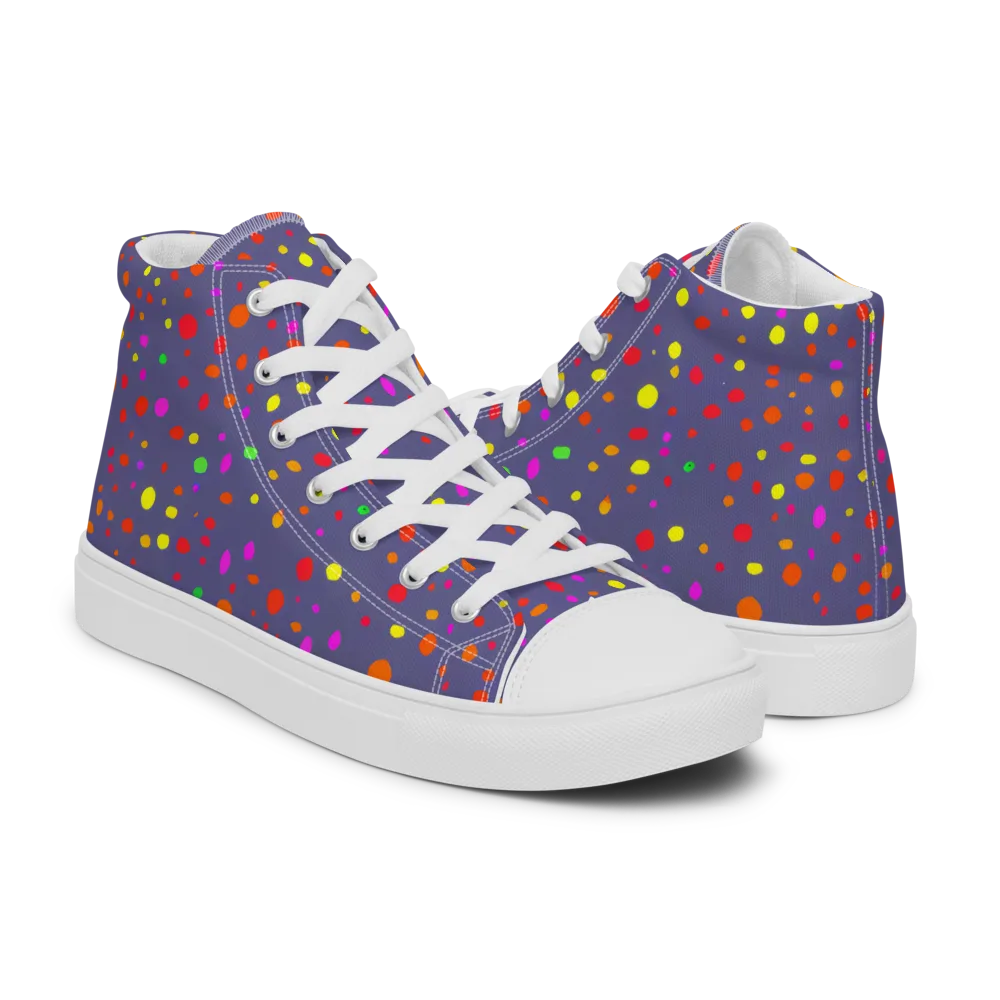 Chromatic Confetti on Men's High Top Canvas Shoes — Right