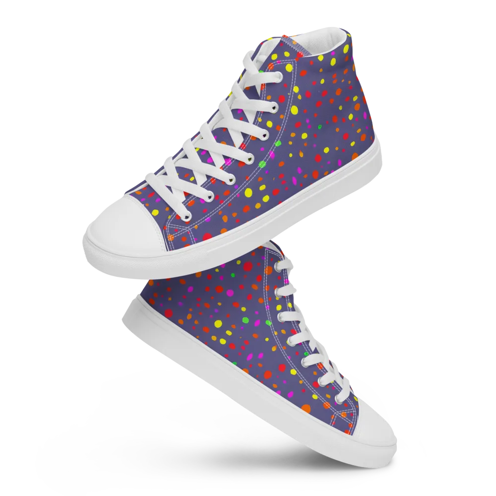 Chromatic Confetti on Men's High Top Canvas Shoes — Front