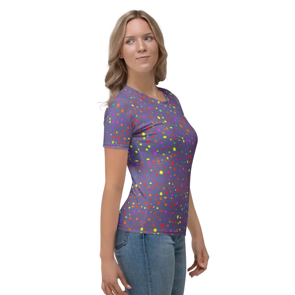Chromatic Confetti on Women's Crew Neck T-Shirt — Right