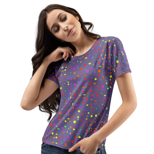 Chromatic Confetti on a Women's Crew Neck T-Shirt