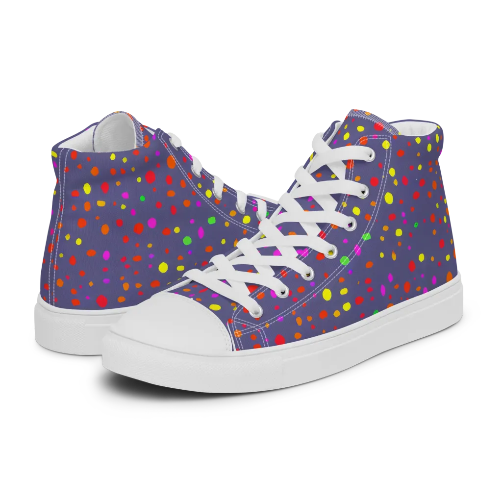 Chromatic Confetti on Women's High Top Canvas Shoes — Left