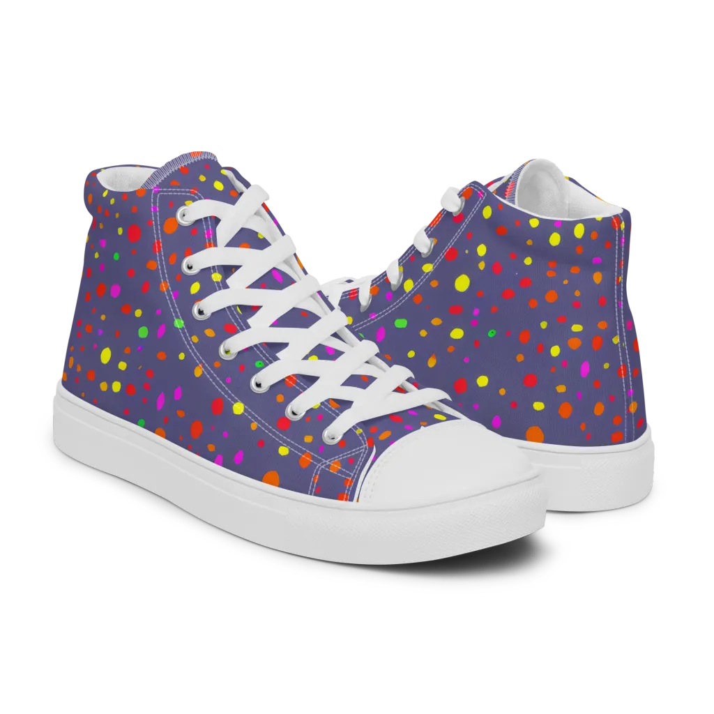 Chromatic Confetti on Women's High Top Canvas Shoes — Right