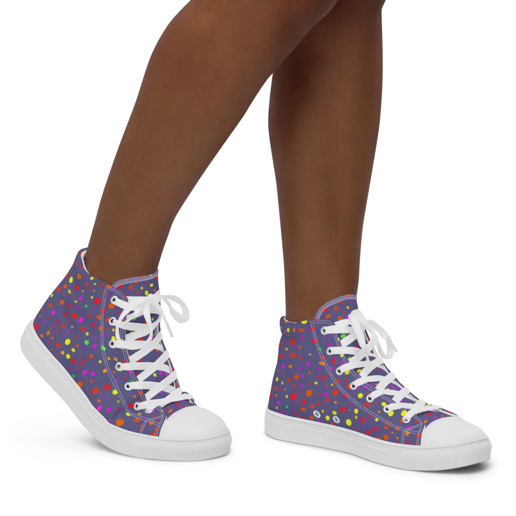 Chromatic Confetti on Women's High Top Canvas Shoes — Right