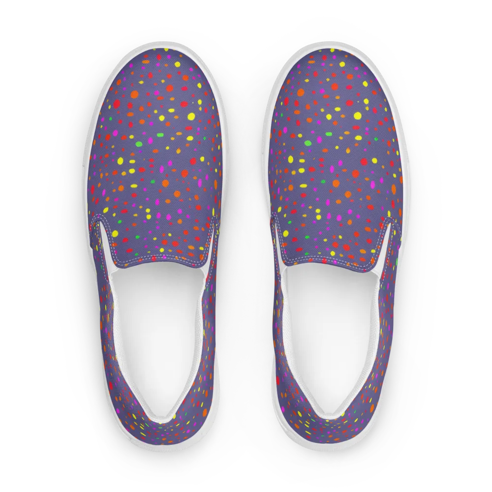 Chromatic Confetti on Men's Slip-On Canvas Shoes — Front