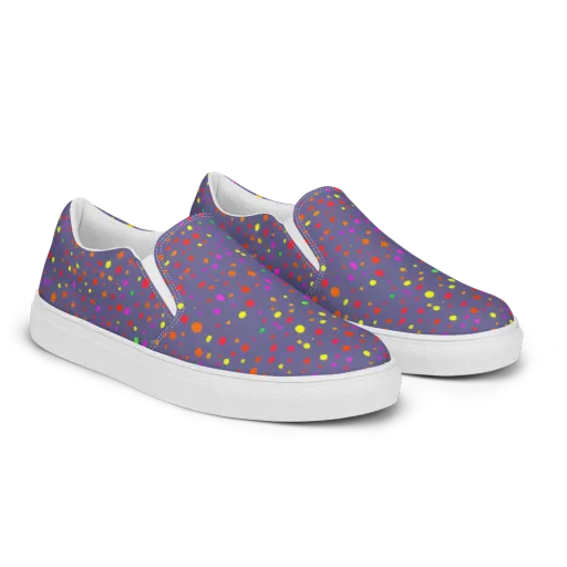 Chromatic Confetti on a Men's Slip-On Canvas Shoes