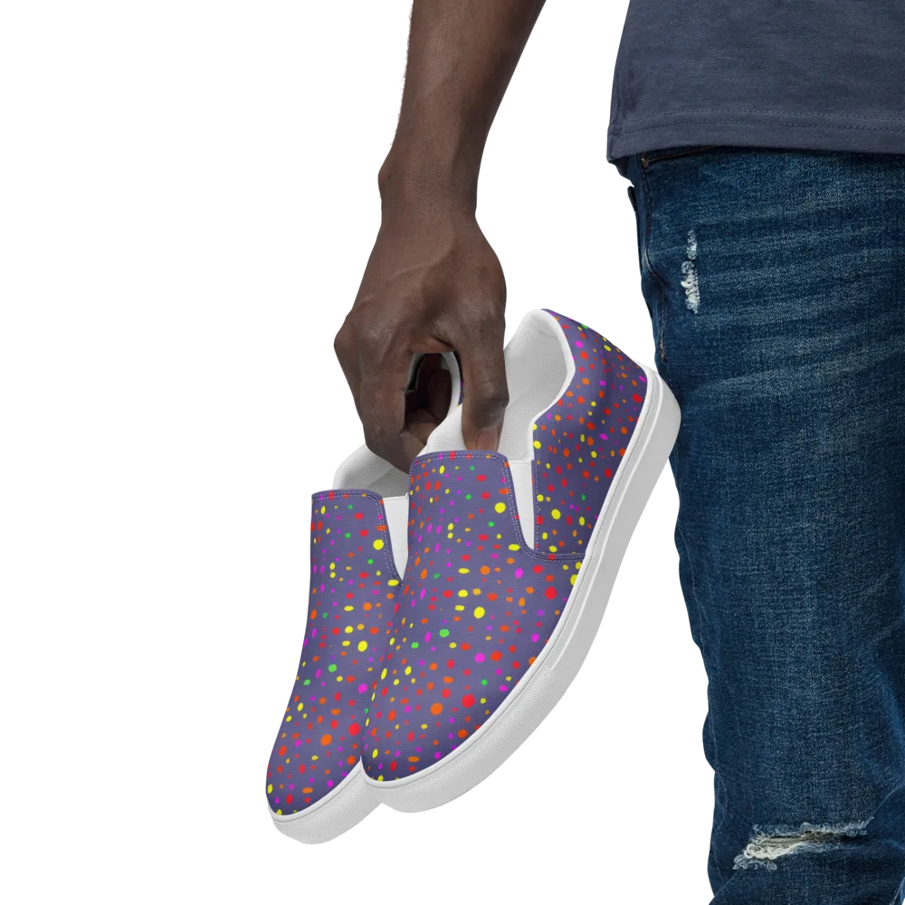 Chromatic Confetti on Men's Slip-On Canvas Shoes — Left Front