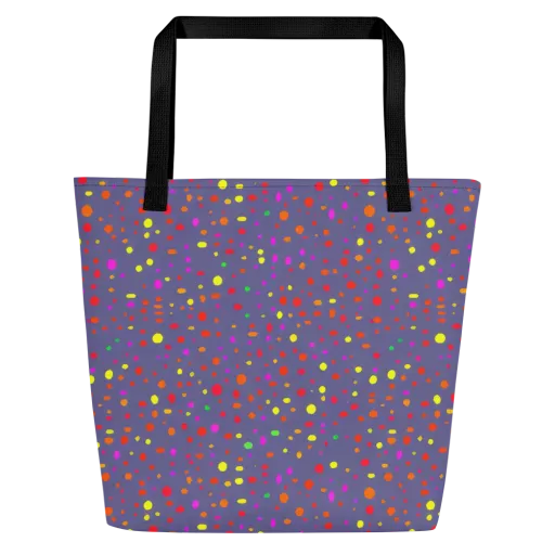 Chromatic Confetti on a Large Tote Bag W/ Pocket