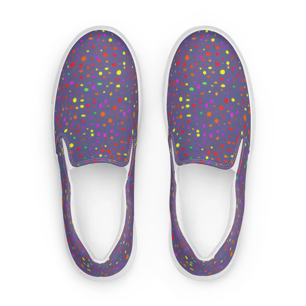 Chromatic Confetti on Women's Slip-On Canvas Shoes — Front