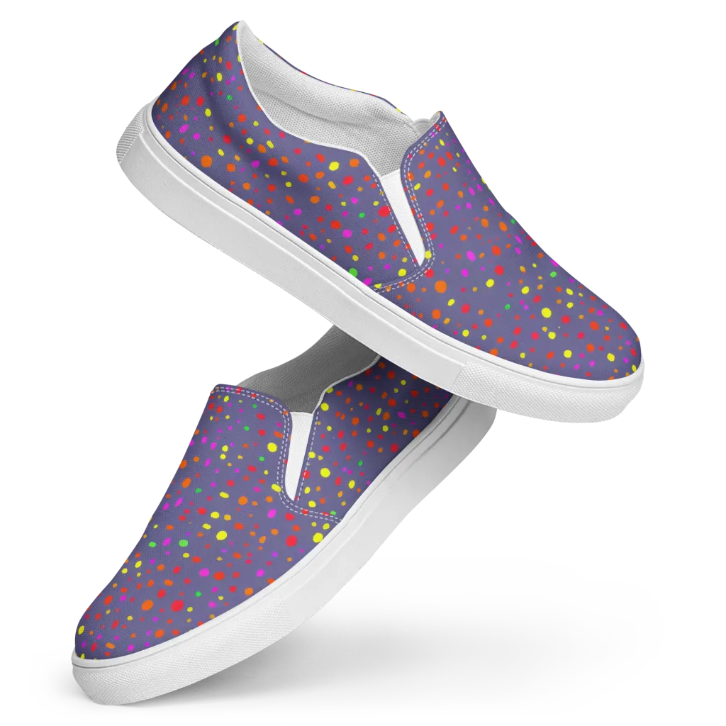 Chromatic Confetti on Women's Slip-On Canvas Shoes — Front