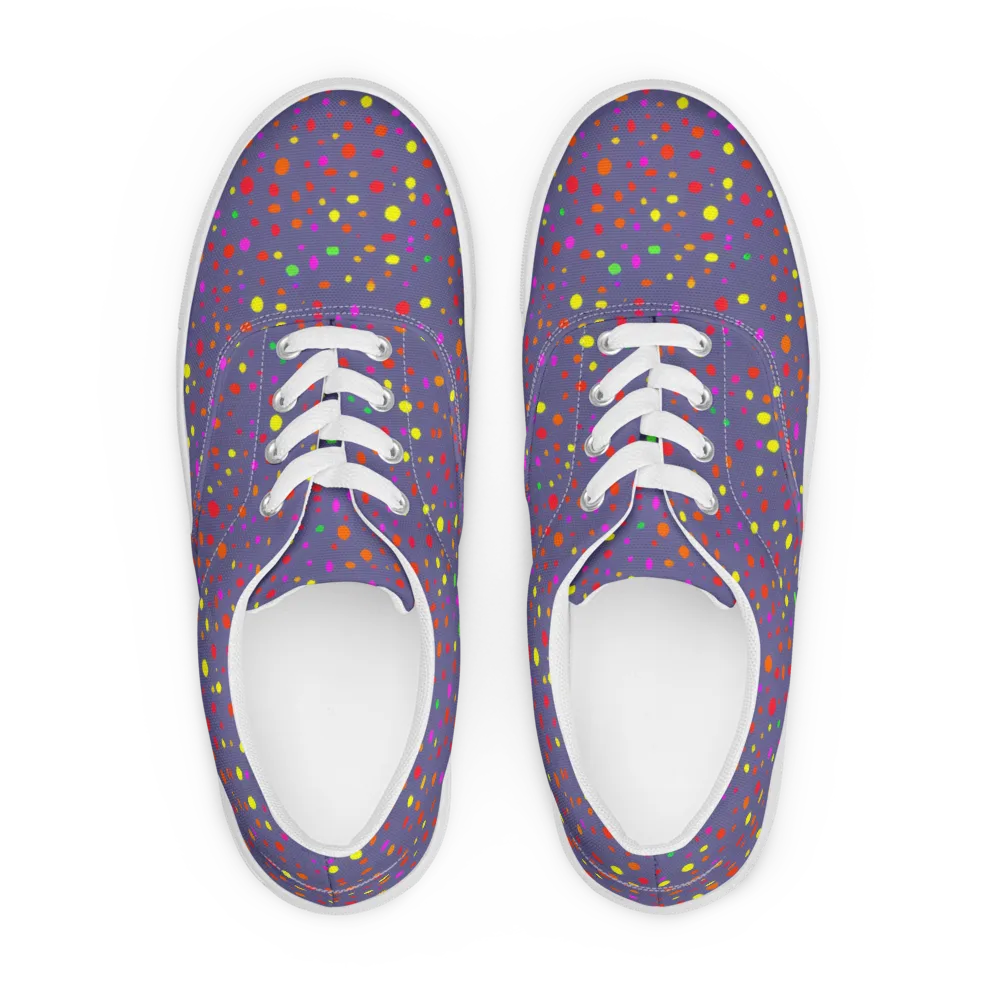 Chromatic Confetti on Men's Lace-Up Canvas Shoes — Front