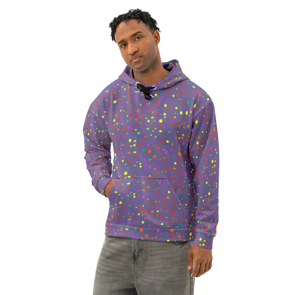 Chromatic Confetti on Cotton Hoodie — Left Front