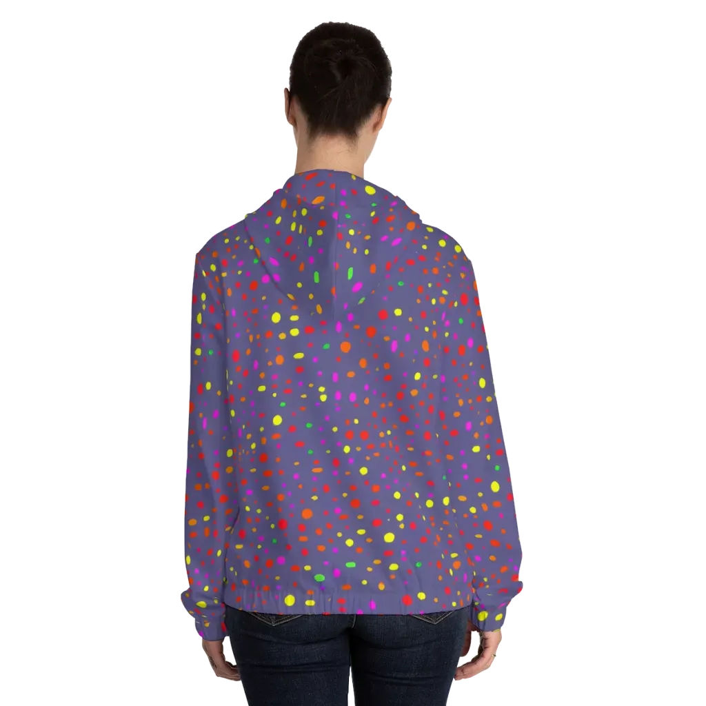 Chromatic Confetti on Women's Full-Zip Hoodie — Back On Person