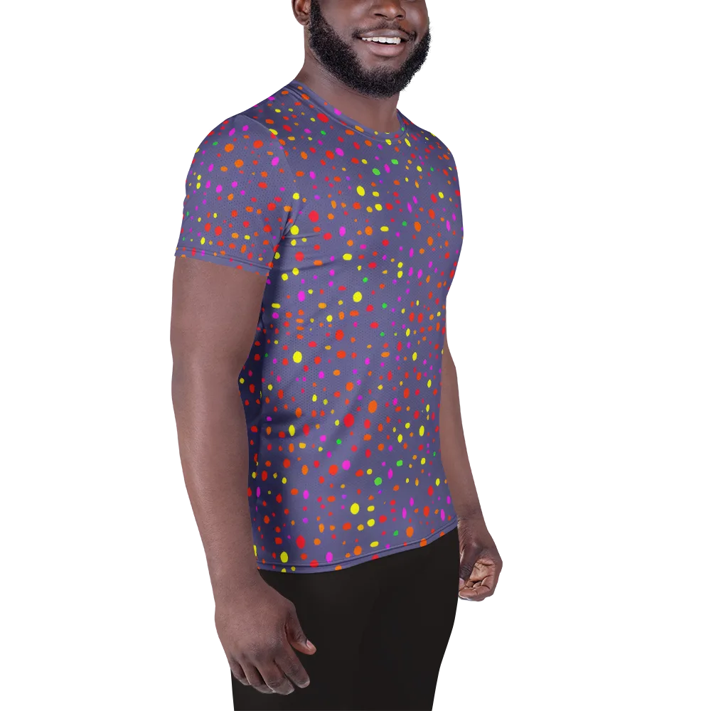 Chromatic Confetti on Men's Athletic T-Shirt — Right