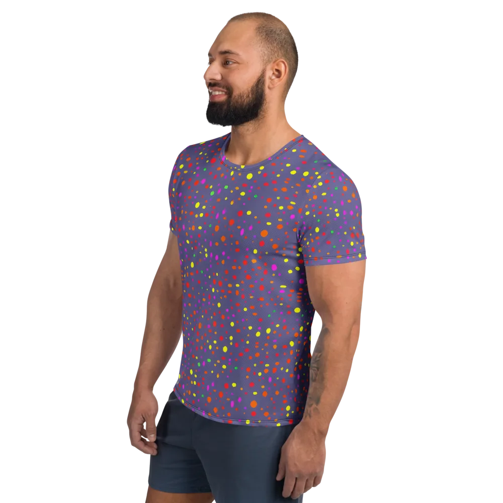 Chromatic Confetti on Men's Athletic T-Shirt — Left