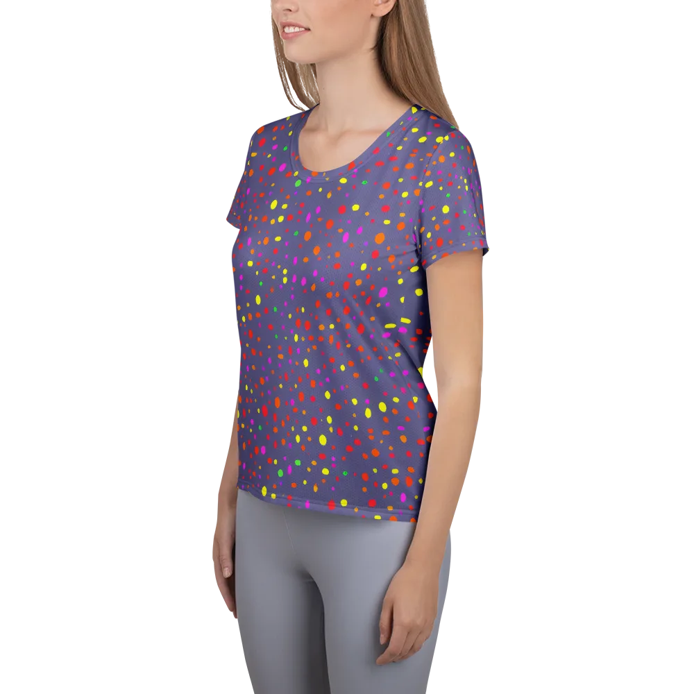 Chromatic Confetti on Women's Athletic T-Shirt — Left