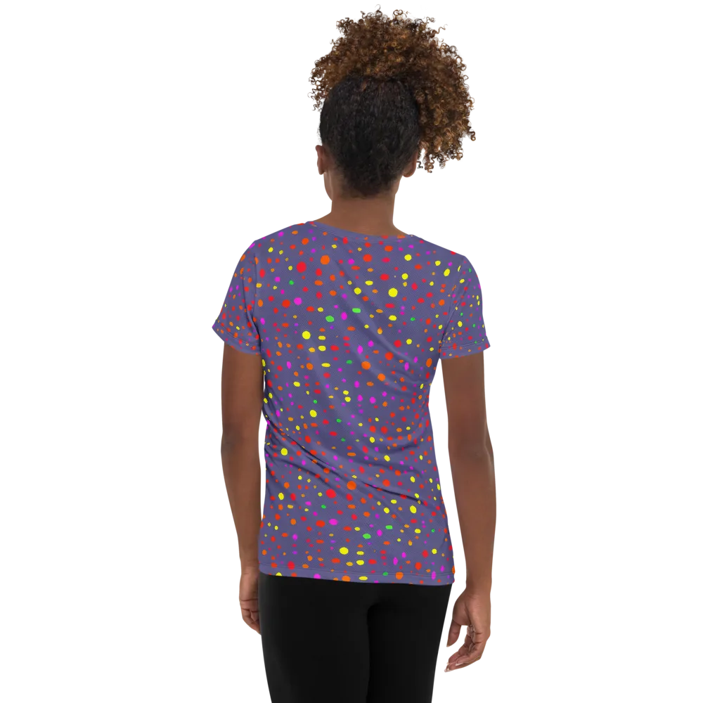 Chromatic Confetti on Women's Athletic T-Shirt — Back