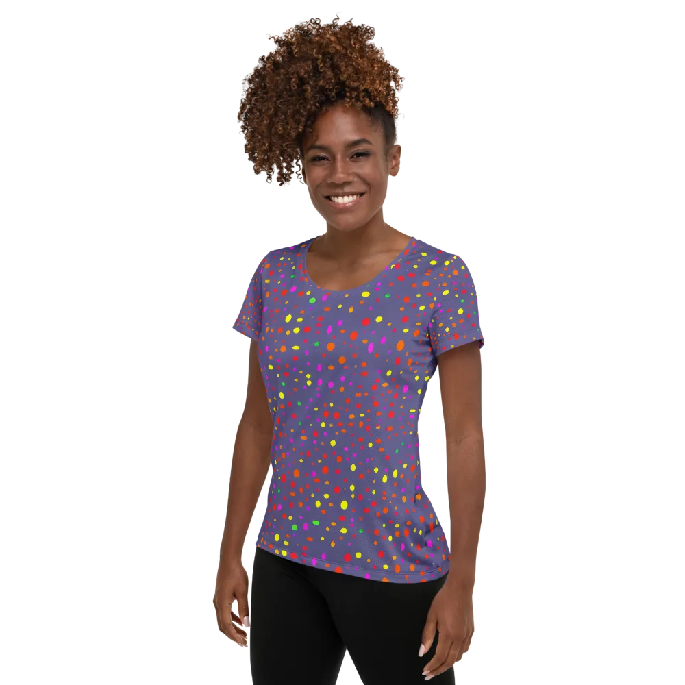 Chromatic Confetti on Women's Athletic T-Shirt — Left