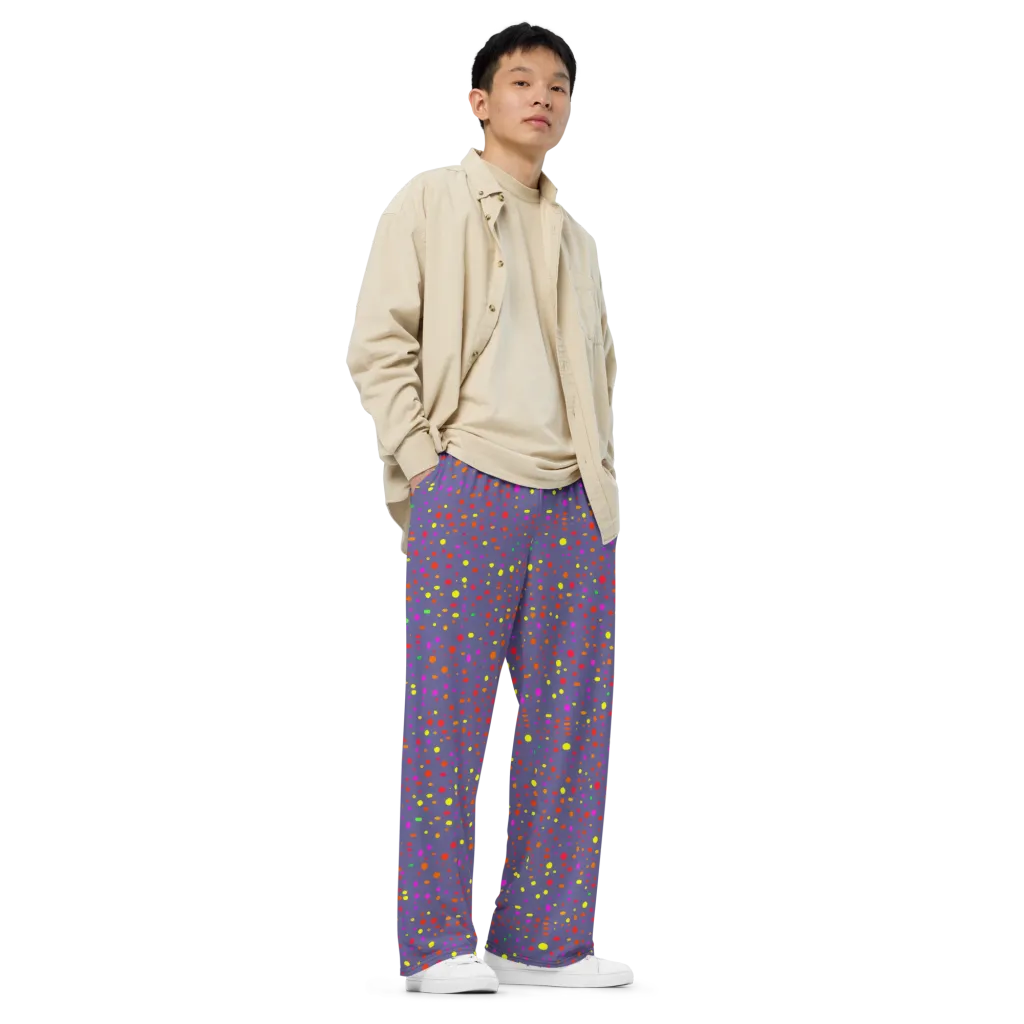 Chromatic Confetti on Wide-Leg Pants — Right Front