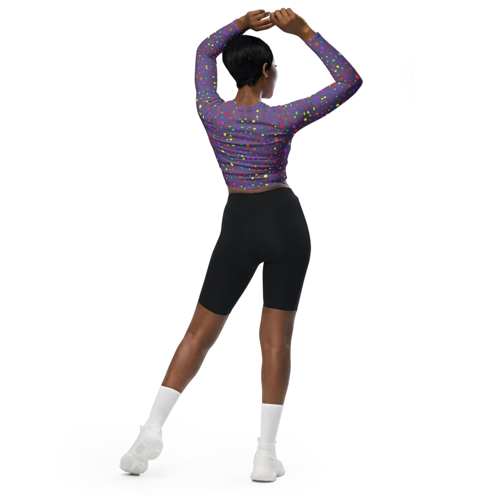 Chromatic Confetti on Long Sleeve Crop Top — Back