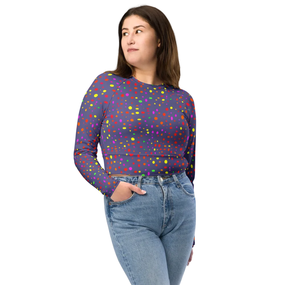 Chromatic Confetti on Long Sleeve Crop Top — Front