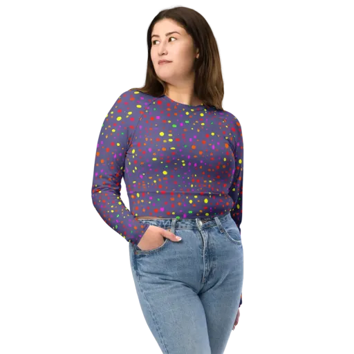 Chromatic Confetti on a Long Sleeve Crop Top