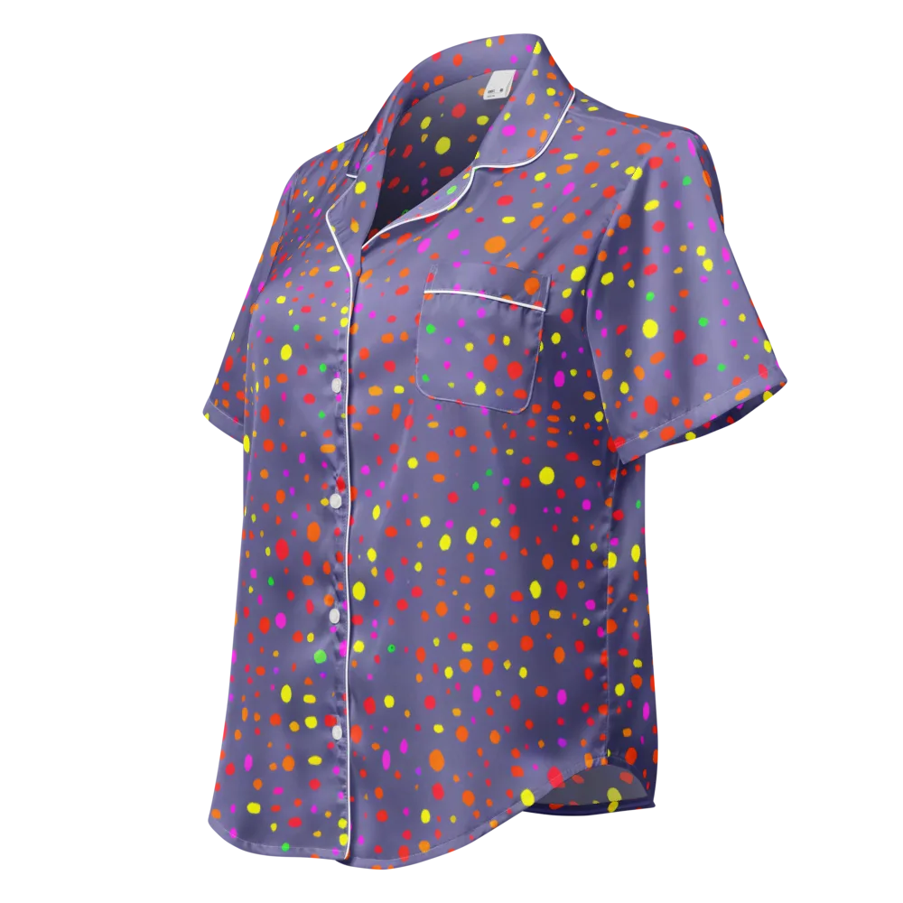 Chromatic Confetti on Women's Short Sleeve Pajama Top — Left Front