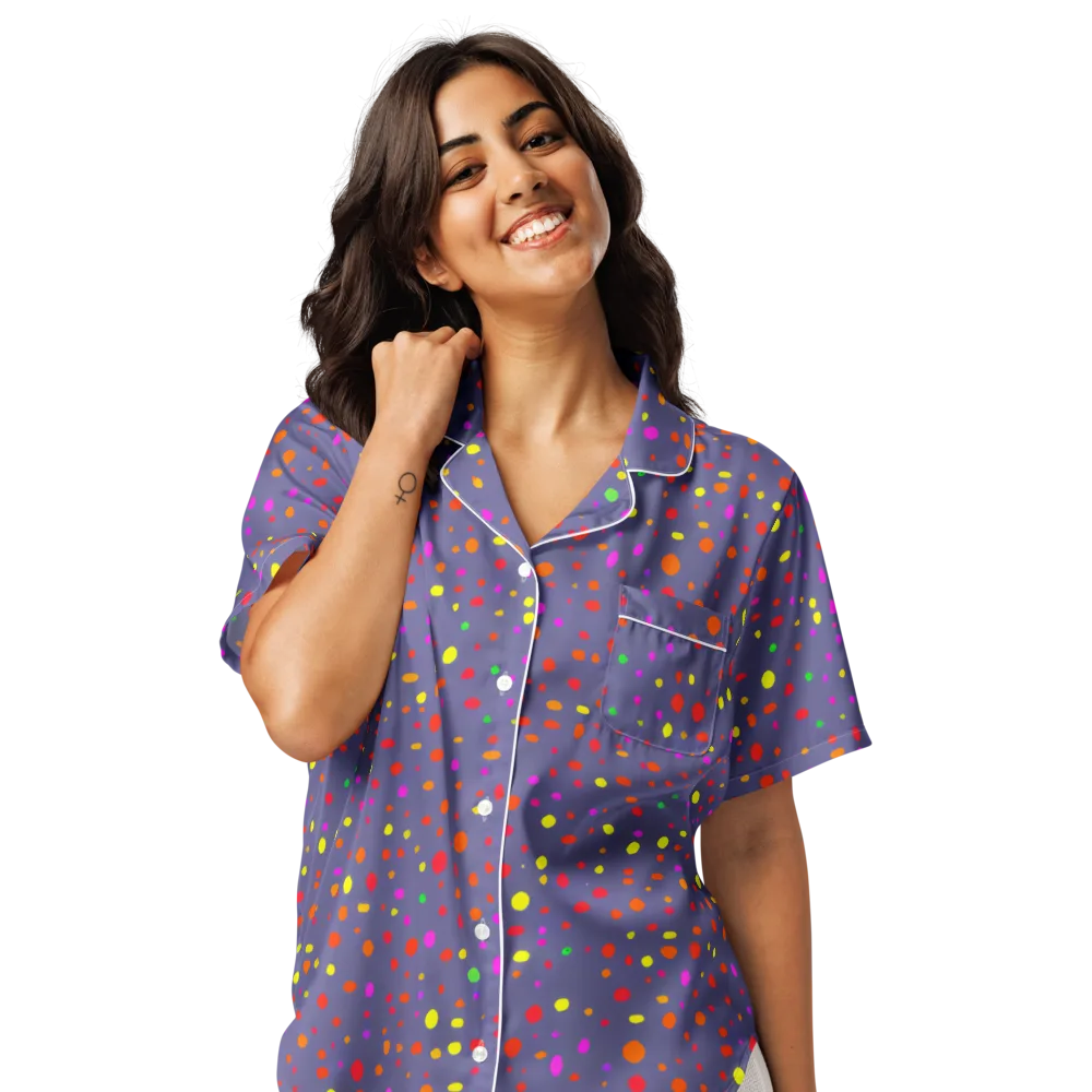 Chromatic Confetti on Women's Short Sleeve Pajama Top — Front