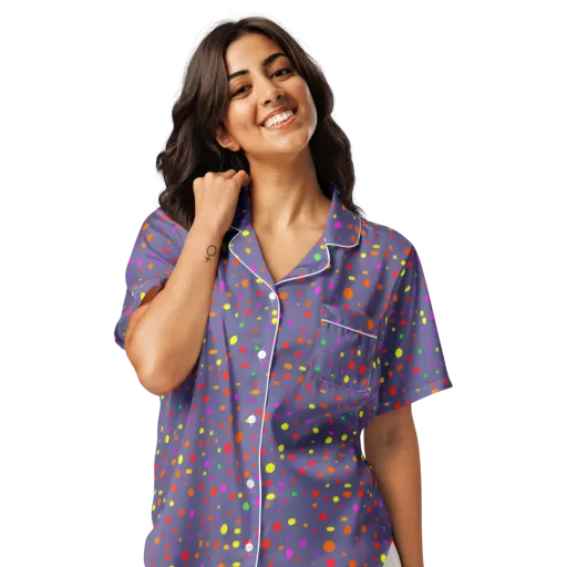 Chromatic Confetti on a Women's Short Sleeve Pajama Top