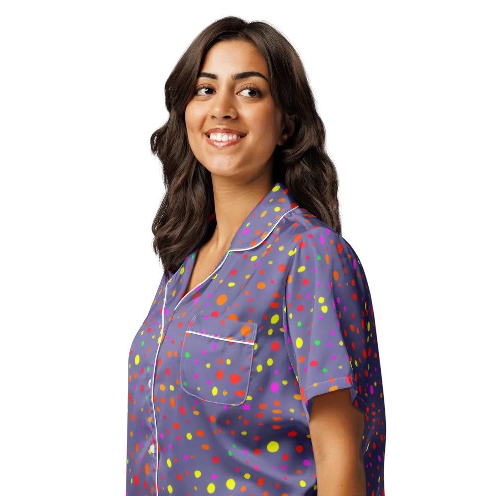 Chromatic Confetti on Women's Short Sleeve Pajama Top — Left Front