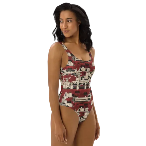 Clockwork Cabaret on a One-Piece Swimsuit