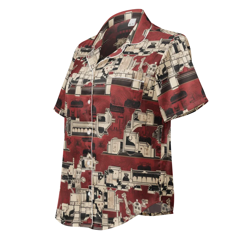 Clockwork Cabaret on Women's Short Sleeve Pajama Top — Left Front