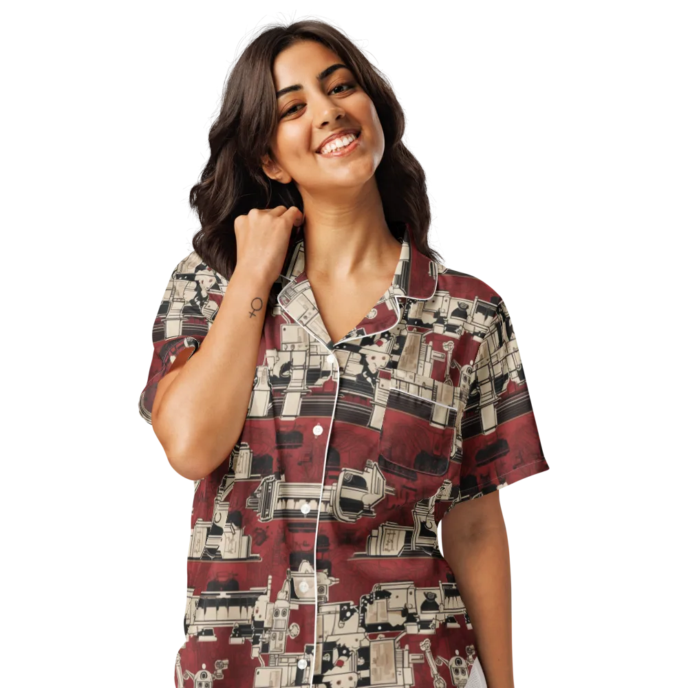Clockwork Cabaret on Women's Short Sleeve Pajama Top — Front