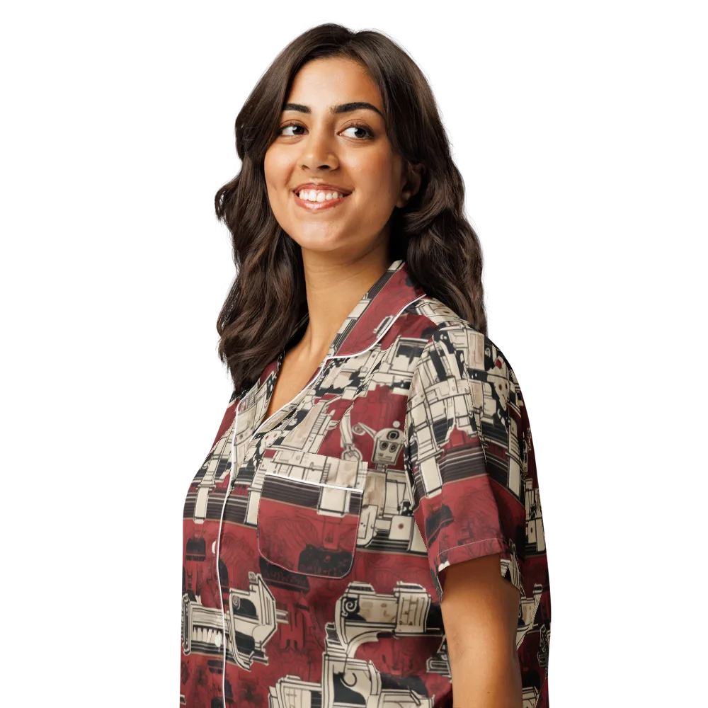 Clockwork Cabaret on Women's Short Sleeve Pajama Top — Left Front