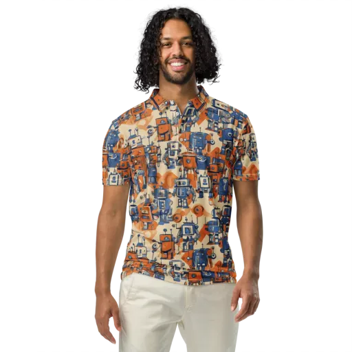 Clockwork Tangerine on a Men's Slim Fit Polo Shirt