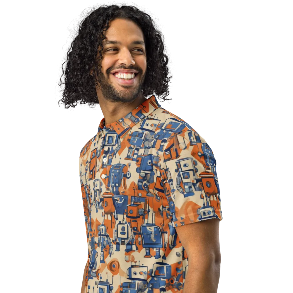 Clockwork Tangerine on Men's Slim Fit Polo Shirt — Left Front