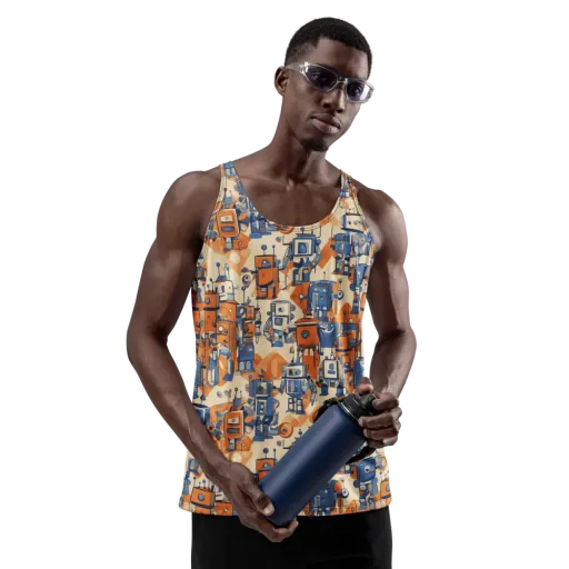Clockwork Tangerine on a Men's Tank Top