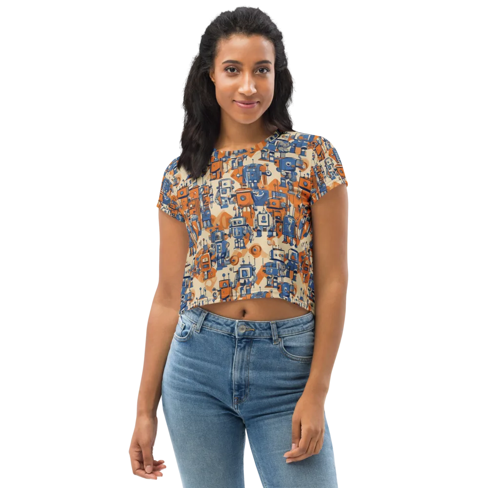 Clockwork Tangerine on Crop Tee — Front