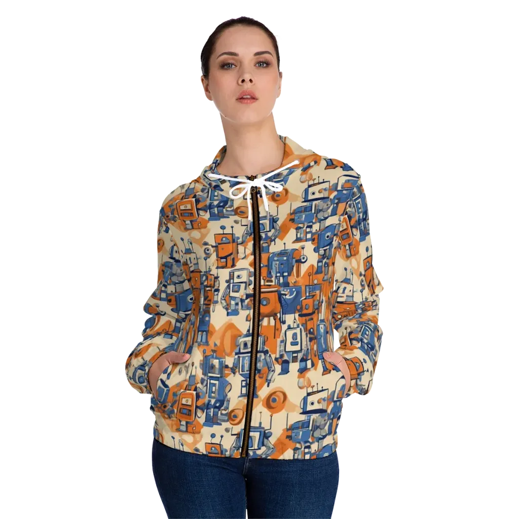 Clockwork Tangerine on Women's Full-Zip Hoodie — Front On Person