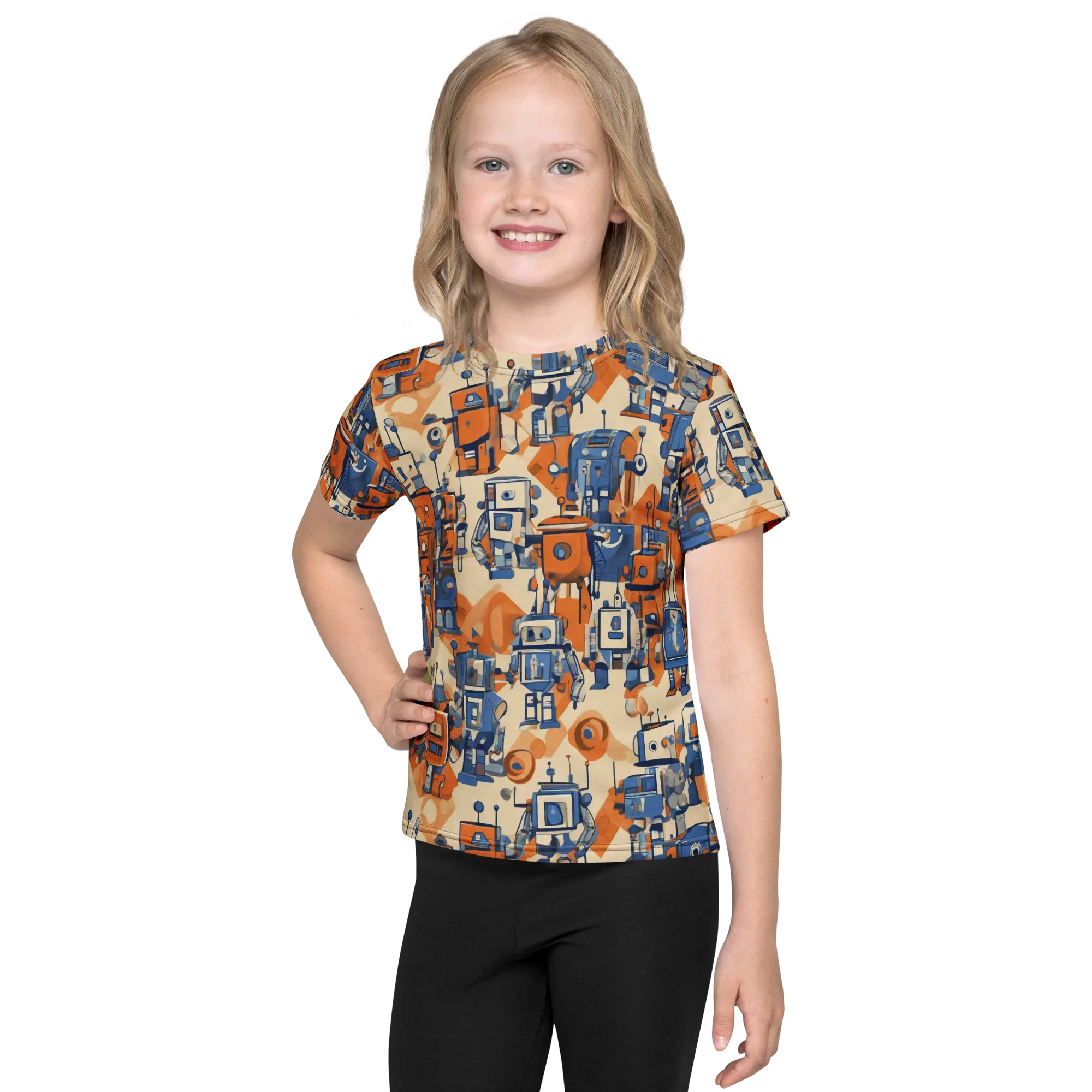 Clockwork Tangerine on Kids Crew Neck T-Shirt — Front