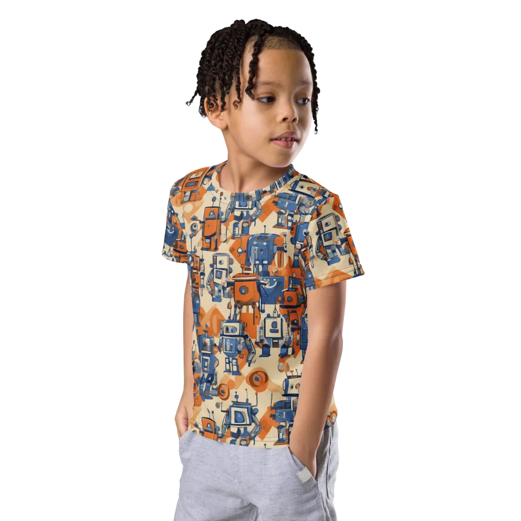 Clockwork Tangerine on Kids Crew Neck T-Shirt — Left Front